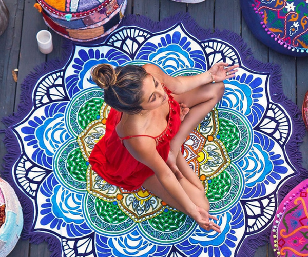Lotus Print Round Yoga Mat Chakra Ignite