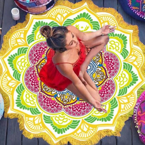Lotus Print Round Yoga Mat Chakra Ignite