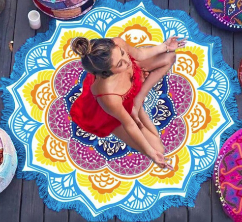 Lotus Print Round Yoga Mat Chakra Ignite