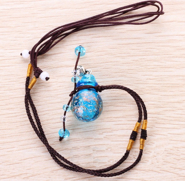 Aromatherapy Essential Oils Diffuser Necklace - Crystal Glass Gourd