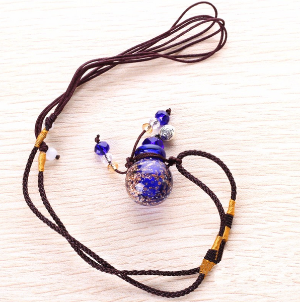 Aromatherapy Essential Oils Diffuser Necklace - Crystal Glass Gourd