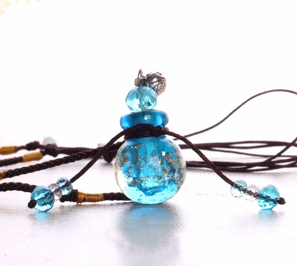 Aromatherapy Essential Oils Diffuser Necklace - Crystal Glass Gourd