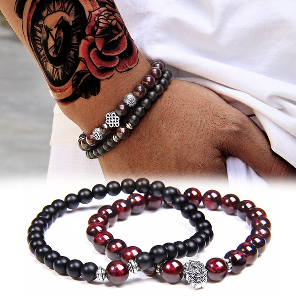 Yoga Balance Pulsera Couples Natural Garnet Beads Bracelet