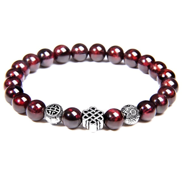 Yoga Balance Pulsera Couples Natural Garnet Beads Bracelet