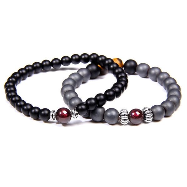 Yoga Balance Pulsera Couples Natural Garnet Beads Bracelet