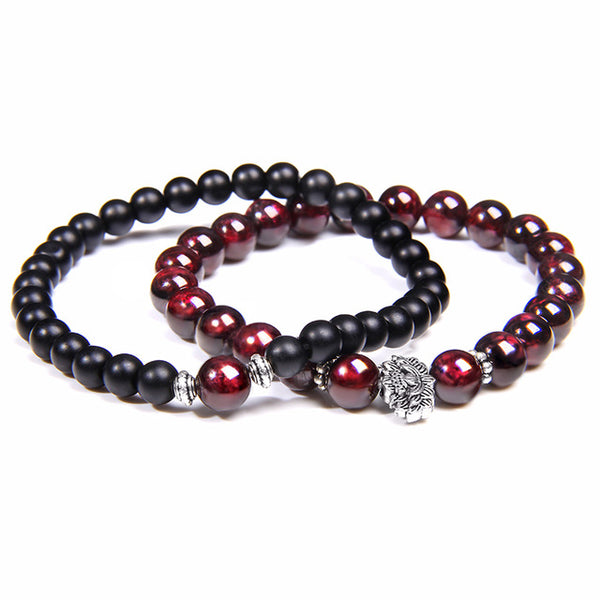 Yoga Balance Pulsera Couples Natural Garnet Beads Bracelet