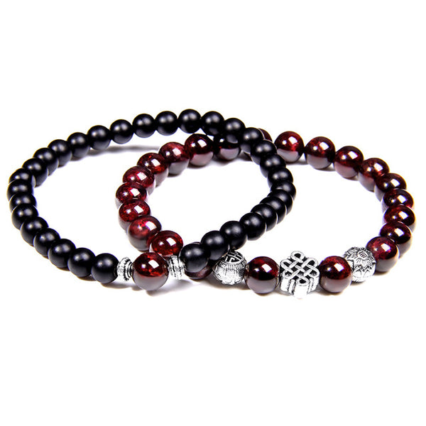 Yoga Balance Pulsera Couples Natural Garnet Beads Bracelet
