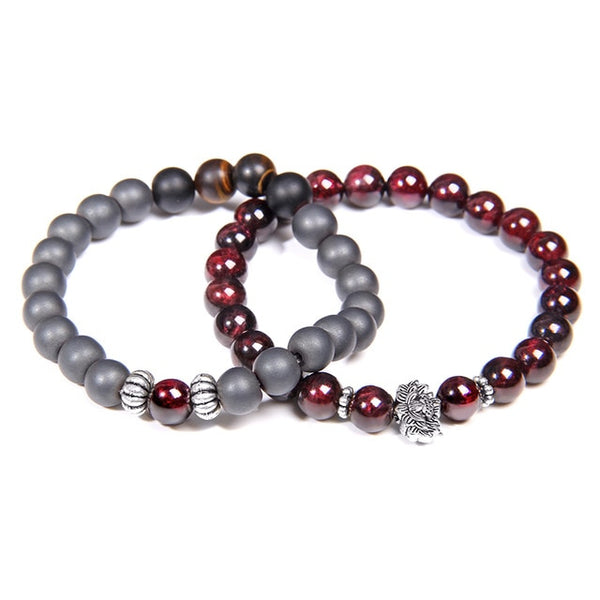 Yoga Balance Pulsera Couples Natural Garnet Beads Bracelet