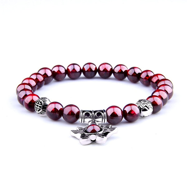 Yoga Balance Pulsera Couples Natural Garnet Beads Bracelet